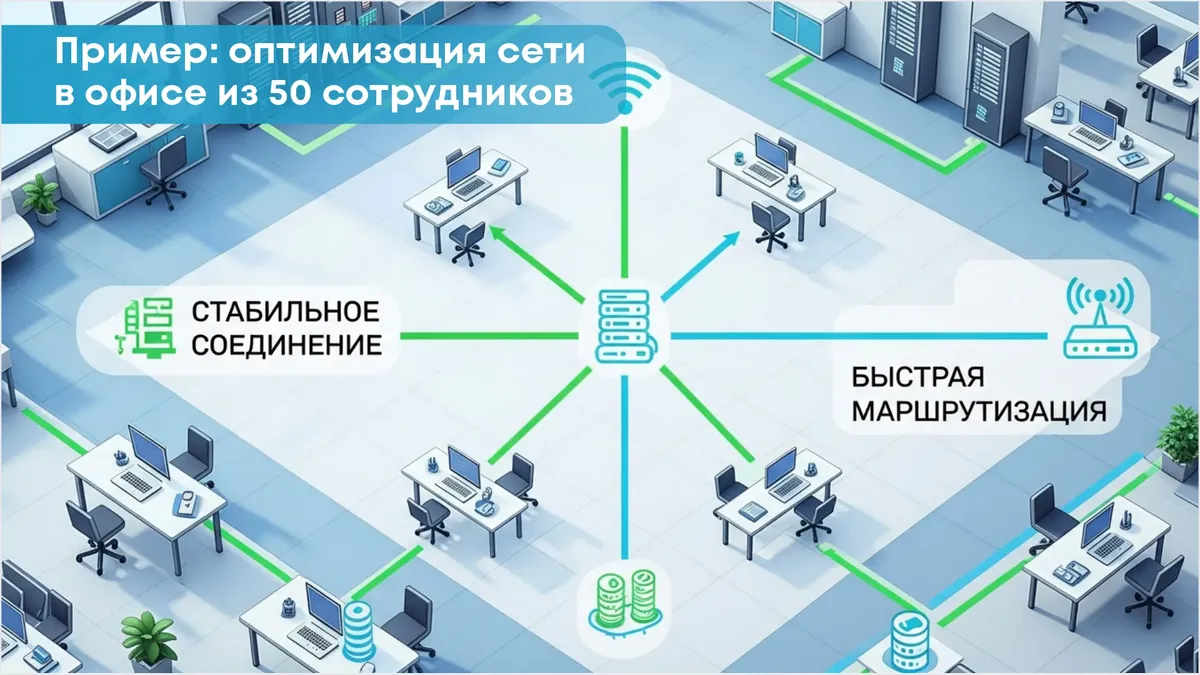 Оптимизация сети офиса 50 пользователей