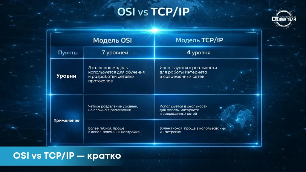 Различия TCP/IP и OSI в уровнях