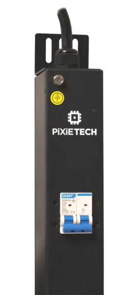 Har bir rozetka uchun boshqaruv funksiyali Pixietech elektr rozetka bloki, 20xC13, 4xC19, IEC 60309 32A 2P+PE rozetkali 2m quvvat simi