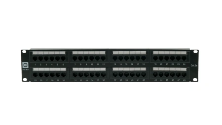 Pixietech patch paneli, 19" ekranlanmagan, 2U, 48 port, cat.5e
