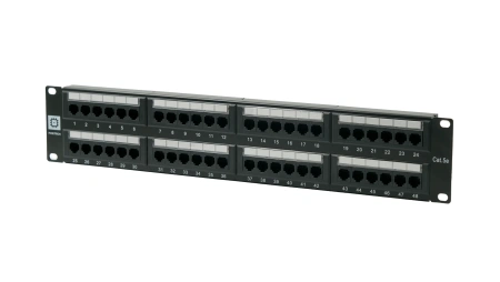 Pixietech patch paneli, 19" ekranlanmagan, 2U, 48 port, cat.5e