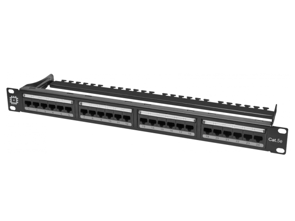 Pixietech kommutatsiya paneli, 19" ekransizlangan, 1U, 24 port, cat.6
