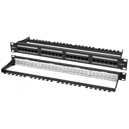 Pixietech kommutatsiya paneli, 19" ekransizlangan, 1U, 24 port, cat.6