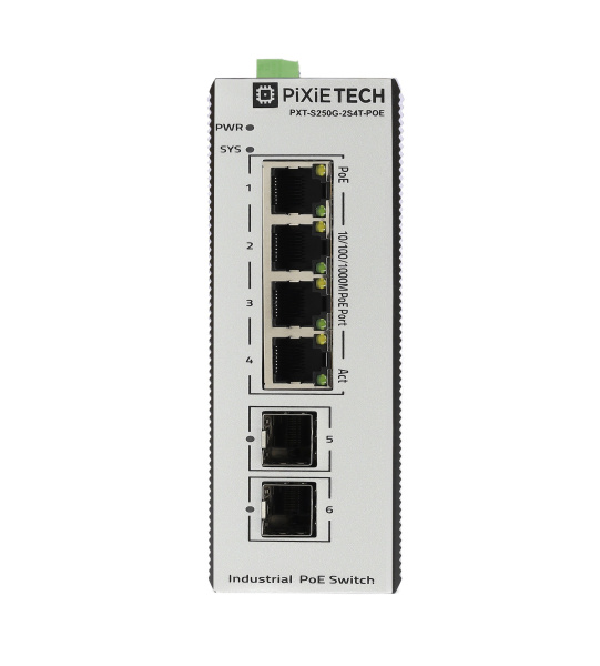 Управляемый промышленный POE коммутатор L2 PXT-S250G-2S4T-POE