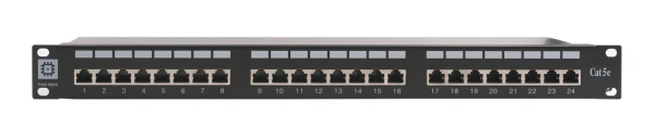Pixietech patch paneli, 19" ekranlangan, 1U, 24 port, cat.5e