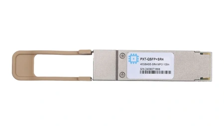 QSFP+ moduli, 40GBASE-SR4, MPO ulagichi, uzatish masofasi 100 metrgacha.
