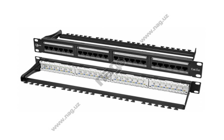 Pixietech kommutatsiya paneli, 19", 1U, 24 port, cat.5e