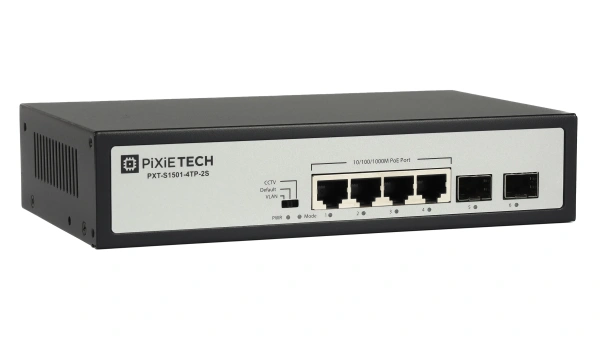 Pixietech PXT-S1501-4TP-2S boshqarilmaydigan PoE kommutator