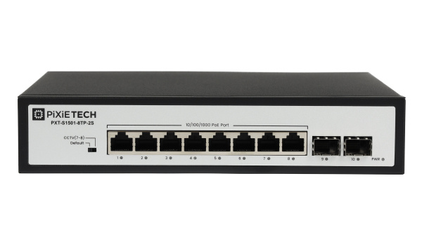 Неуправляемый PoE коммутатор Pixietech PXT-S1501-8TP-2S