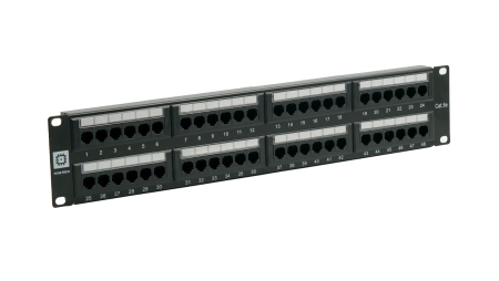 Pixietech patch paneli, 19" ekranlanmagan, 2U, 48 port, cat.5e