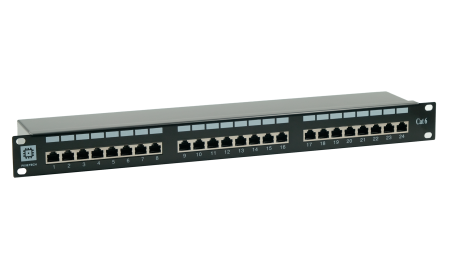 Коммутационная панель Pixietech, 19" экранированная, 1U, 24 порта, cat.6