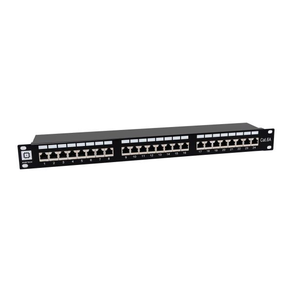 Pixietech ekranlangan kommutatsion panel, 19" 1U, 24 port, Cat.6a