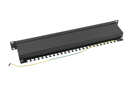 Коммутационная панель Pixietech, 19" экранированная, 1U, 24 порта, cat.5e
