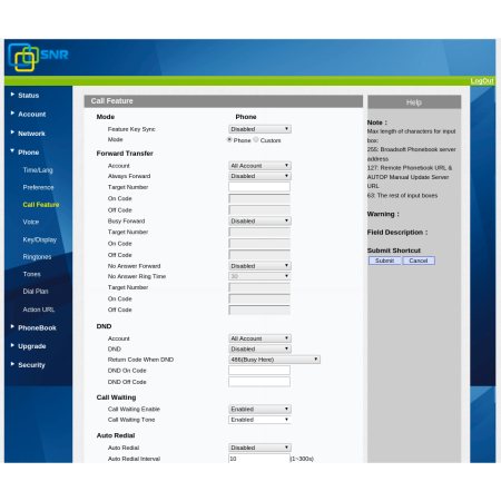 IP-телефон SNR-VP-53, поддержка PoE