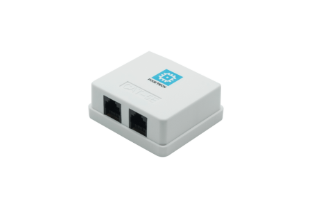 Pixietech rozetkasi (tashqi), CAT5e UTP RJ-45, 2 port