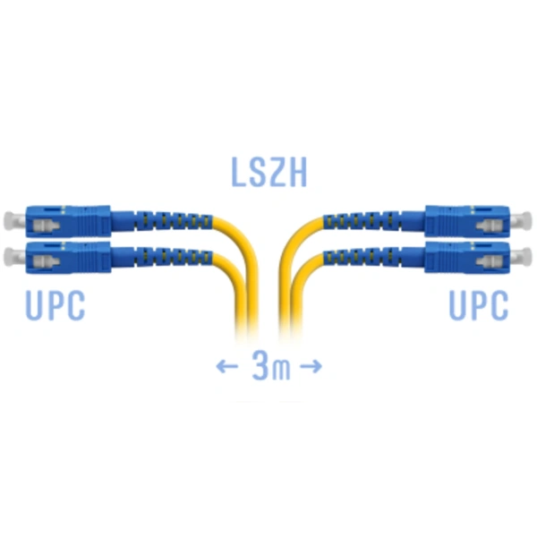 Optik patch simi SC/UPC SM Dupleks 3 metr
