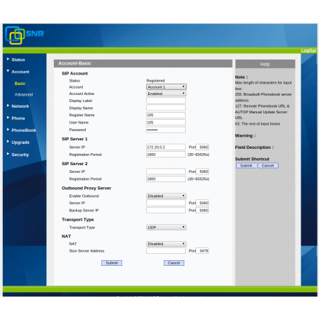 IP-телефон SNR-VP-53, поддержка PoE