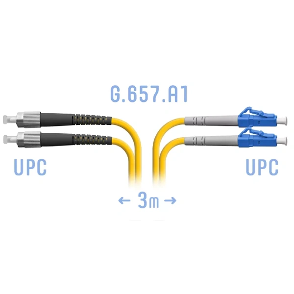 Optik patch-kord LC/UPC-FC/UPC SM Duplex 3 metr