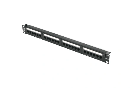 Коммутационная панель Pixietech, 19" неэкранированная, 1U, 24 порта, cat.6a