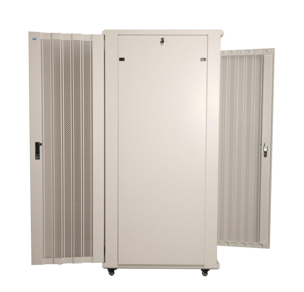 Zaminli shkaf 42U 600*800*2000 mm, teshikli eshik, oq