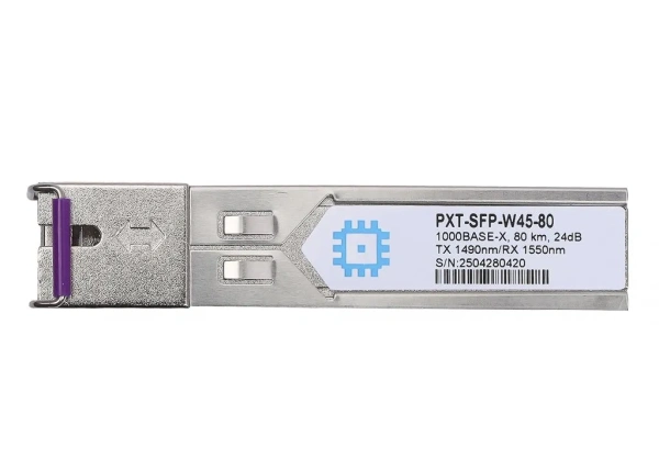 SFP WDM moduli, uzatish masofasi 80 km gacha (24 dB), 1550/1490 nm.