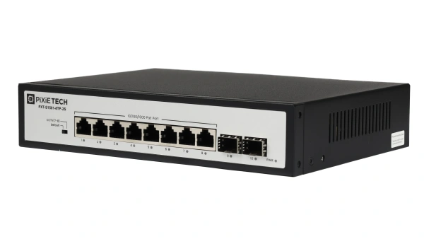 Pixietech PXT-S1501-8TP-2S boshqarilmaydigan PoE kommutator