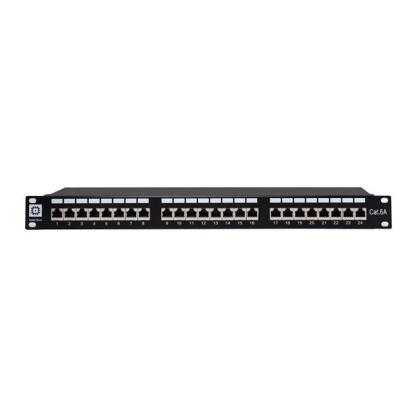 Pixietech ekranlangan kommutatsion panel, 19" 1U, 24 port, Cat.6a