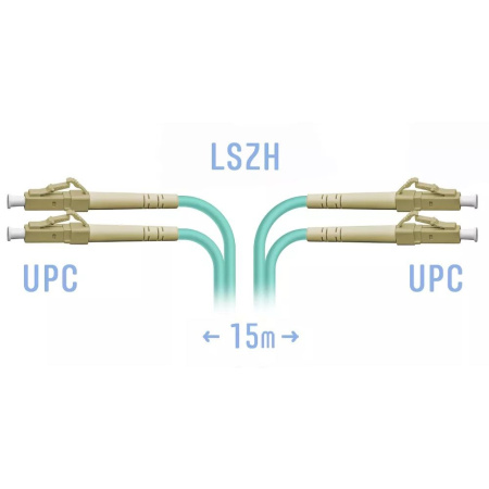 Optik patchcord LC/UPC MM Dupleks, 15 metr