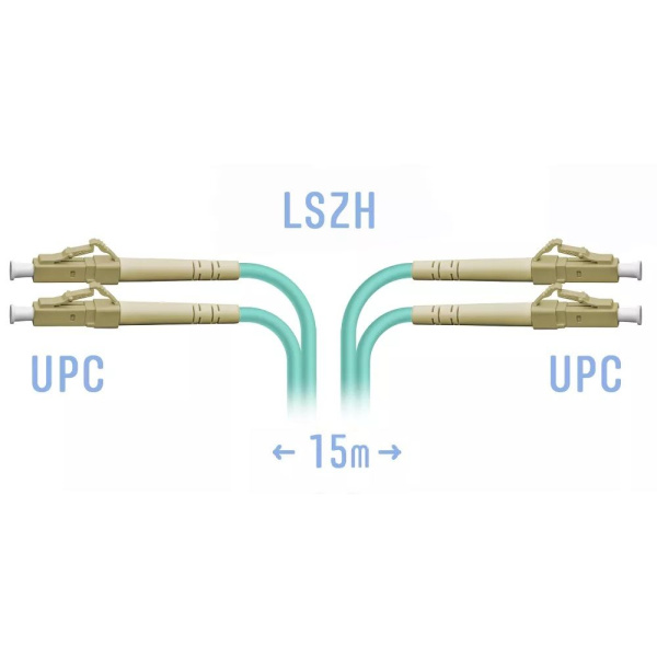 Optik patchcord LC/UPC MM Dupleks, 15 metr