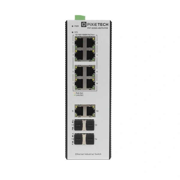 PXT-S250G-4S2T8-POE boshqariladigan sanoat POE kommutatori