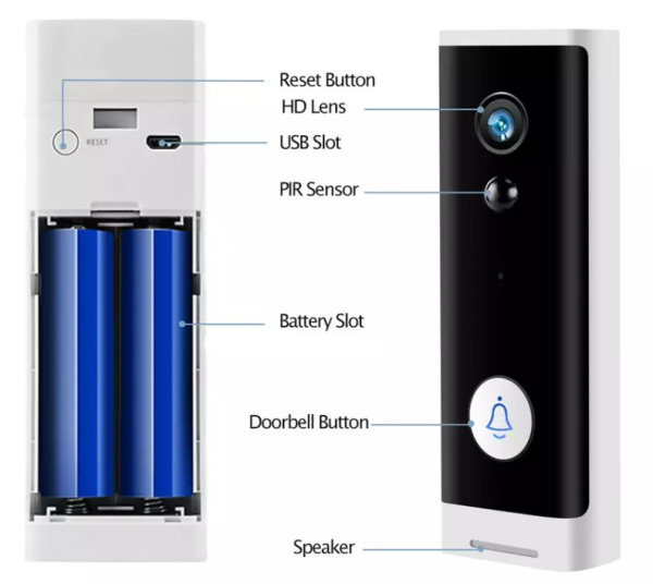 Дверной Wi-Fi звонок со встроенной HD-камерой Tuya Smart