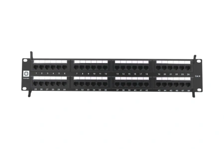 Коммутационная панель Pixietech, 19" неэкранированная, 2U, 48 портов, cat.6