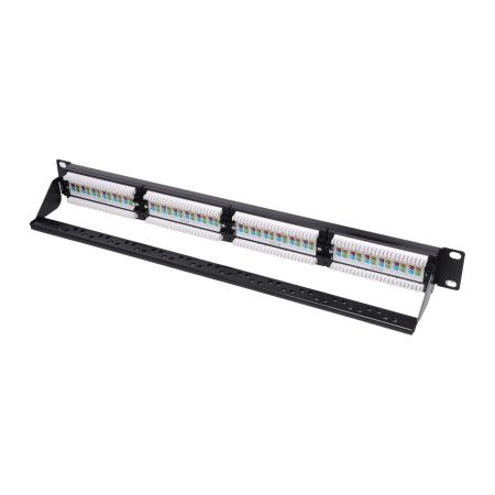 Pixietech kommutatsion paneli, 19" ekransizlangan, 1U, 24 port, cat.6a
