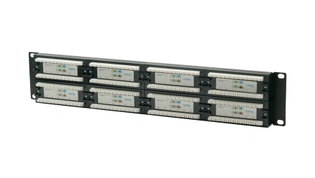 Pixietech patch paneli, 19" ekranlanmagan, 2U, 48 port, cat.5e