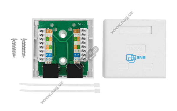 Pixietech rozetkasi (tashqi), CAT5e UTP RJ-45, 2 port