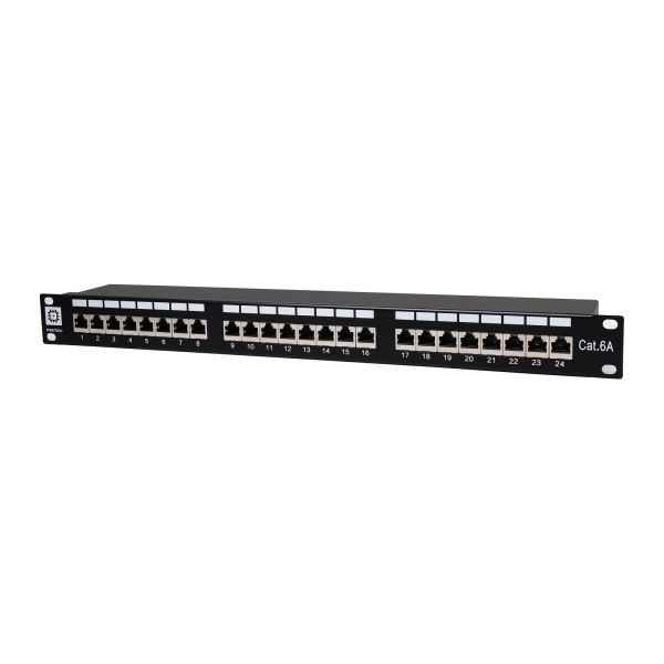 Pixietech ekranlangan kommutatsion panel, 19" 1U, 24 port, Cat.6a