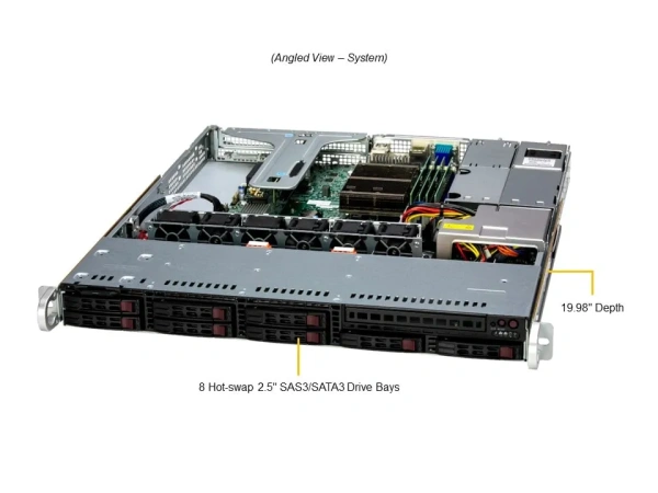 Supermicro SYS-111R-M serveri: Xeon E-2436, 32Gb DDR5-4800, 2× SSD 480Gb